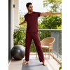 GYS Bamboo Viscose Men’s Pajama Sets, Soft Short Sleeve Loungewear Sets(Ficus Red)
