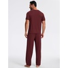 GYS Bamboo Viscose Men’s Pajama Sets, Soft Short Sleeve Loungewear Sets(Ficus Red)