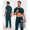 GYS Bamboo Viscose Men’s Pajama Sets, Soft Short Sleeve Loungewear Sets(Indigo)