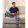 GYS Bamboo Viscose Men’s Pajama Sets, Soft Short Sleeve Loungewear Sets(Navy Green Plaid)