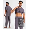 GYS Bamboo Viscose Men’s Pajama Sets, Soft Short Sleeve Loungewear Sets(Purplish Grey)