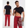 GYS Bamboo Viscose Men’s Pajama Sets, Soft Short Sleeve Loungewear Sets(Red Plaid)