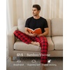 GYS Bamboo Viscose Men’s Pajama Sets, Soft Short Sleeve Loungewear Sets(Red Plaid)