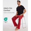 GYS Bamboo Viscose Men’s Pajama Sets, Soft Short Sleeve Loungewear Sets(Red Plaid)