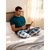 GYS Bamboo Viscose Men’s Pajama Sets, Soft Short Sleeve Loungewear Sets(White Green Plaid)