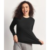 GYS Bamboo Viscose Womens Pajama Tops, Crew Neck Long Sleeve Base Layer Tee(Crew Neck-black)