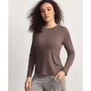 GYS Bamboo Viscose Womens Pajama Tops, Crew Neck Long Sleeve Base Layer Tee(Crew Neck-khaki)