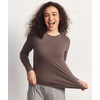GYS Bamboo Viscose Womens Pajama Tops, Crew Neck Long Sleeve Base Layer Tee(Crew Neck-khaki)