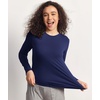 GYS Bamboo Viscose Womens Pajama Tops, Crew Neck Long Sleeve Base Layer Tee(Crew Neck-navy)