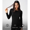 GYS Long Sleeve Shirts for Women, Soft Modal Ribbed Crewneck Basic Tee(Black)