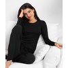GYS Long Sleeve Shirts for Women, Soft Modal Ribbed Crewneck Basic Tee(Black)