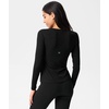 GYS Long Sleeve Shirts for Women, Soft Modal Ribbed Crewneck Basic Tee(Black)