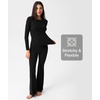 GYS Long Sleeve Shirts for Women, Soft Modal Ribbed Crewneck Basic Tee(Black)