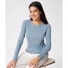 GYS Long Sleeve Shirts for Women, Soft Modal Ribbed Crewneck Basic Tee(Grayish Blue)