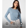 GYS Long Sleeve Shirts for Women, Soft Modal Ribbed Crewneck Basic Tee(Grayish Blue)