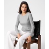 GYS Long Sleeve Shirts for Women, Soft Modal Ribbed Crewneck Basic Tee(Heather Grey)