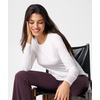 GYS Long Sleeve Shirts for Women, Soft Modal Ribbed Crewneck Basic Tee(White)