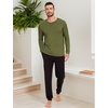GYS Mens Long Sleeve Pajama Shirt Bamboo Viscose Sleep Tops(Army Green)