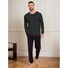 GYS Mens Long Sleeve Pajama Shirt Bamboo Viscose Sleep Tops(Black)