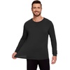GYS Mens Long Sleeve Pajama Shirt Bamboo Viscose Sleep Tops(Black)