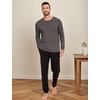 GYS Mens Long Sleeve Pajama Shirt Bamboo Viscose Sleep Tops(Dark Grey)