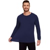 GYS Mens Long Sleeve Pajama Shirt Bamboo Viscose Sleep Tops(Navy)