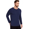 GYS Mens Long Sleeve Pajama Shirt Bamboo Viscose Sleep Tops(Navy)