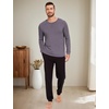 GYS Mens Long Sleeve Pajama Shirt Bamboo Viscose Sleep Tops(Reddish Grey)