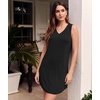 LazyCozy Bamboo Viscose Nightgowns for Women, Soft Sleeveless Night Shirts(A-black)