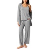 GYS 3 Piece Bamboo Viscose Pajamas for Women Set Buttery-soft Sleepwear Set(Heather Grey)