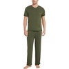 GYS Bamboo Viscose Men’s Pajama Sets, Short Sleeve Ultra-Soft PJs Set(Army Green)