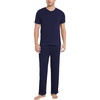 GYS Bamboo Viscose Men’s Pajama Sets, Short Sleeve Ultra-Soft PJs Set(Navy)