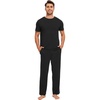 GYS Bamboo Viscose Men’s Pajama Sets, Soft Short Sleeve Loungewear Sets(Black)