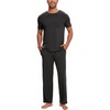 GYS Bamboo Viscose Men’s Pajama Sets, Soft Short Sleeve Loungewear Sets(Black Melange)