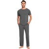 GYS Bamboo Viscose Men’s Pajama Sets, Soft Short Sleeve Loungewear Sets(Dark Heather Grey)