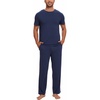GYS Bamboo Viscose Men’s Pajama Sets, Soft Short Sleeve Loungewear Sets(Deep Blue)