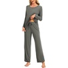 GYS Bamboo Viscose Women’s Pajama Sets, Cloud-Soft Long Sleeve Sleepwear(Grayish Green)