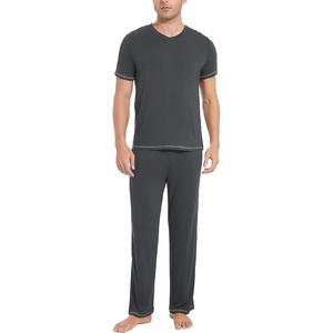 GYS Bamboo Viscose Men’s Pajama Sets, Short Sleeve Ultra-Soft PJs Set(Charcoal)