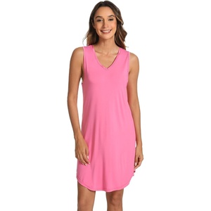 LazyCozy Bamboo Viscose Nightgowns for Women, Soft Sleeveless Night Shirts(Raspberry Pink)