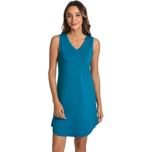 LazyCozy Bamboo Viscose Nightgowns for Women, Soft Sleeveless Night Shirts(Teal Blue)