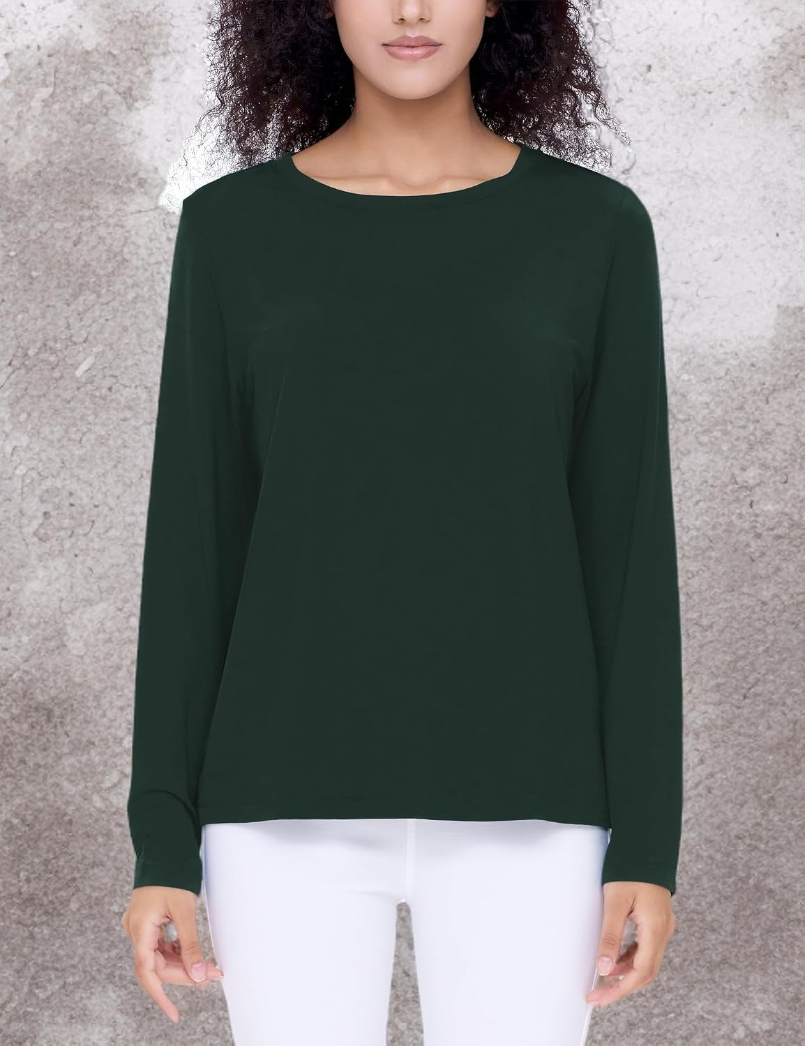 image:imageGYS Bamboo Viscose Long Sleeve Shirt for Women Pajama TopsStyle B Green