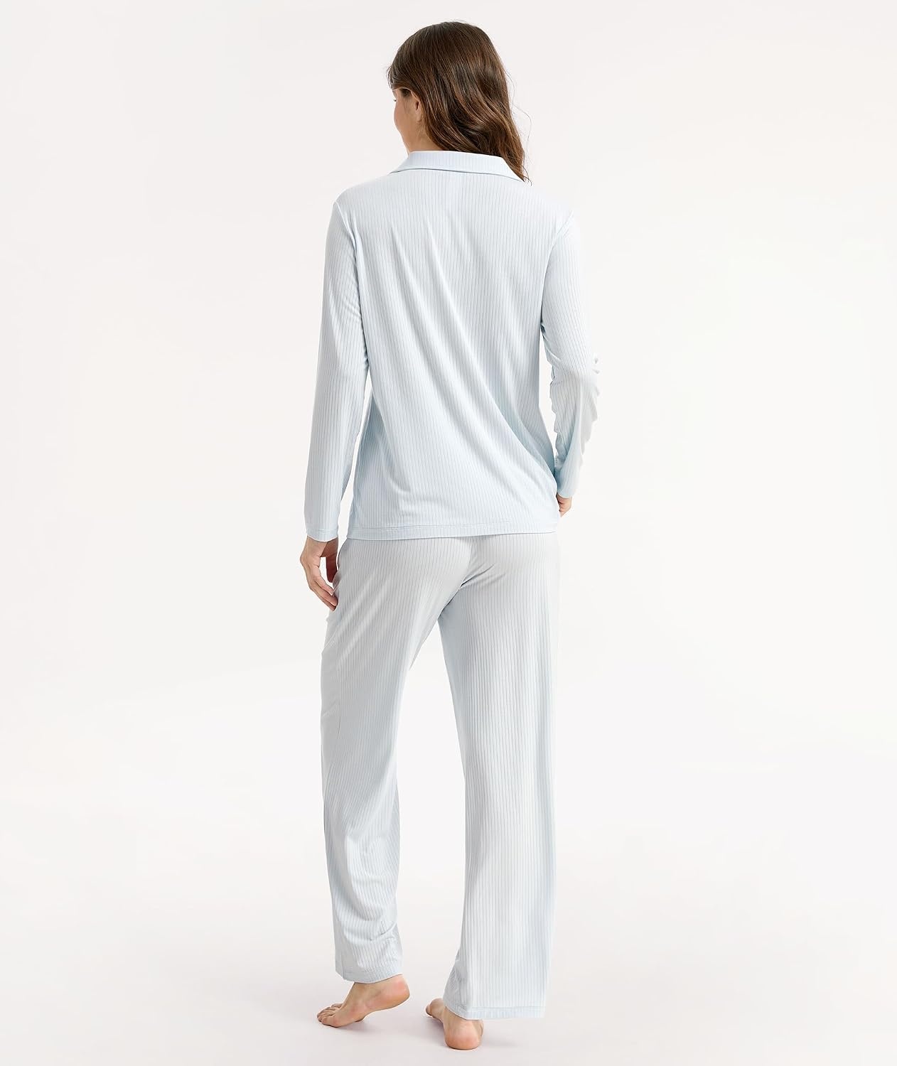 image:imageGYS Bamboo Viscose Pajama Sets for Women Lightweight Long Sleeve SleepwearBreezy Blue