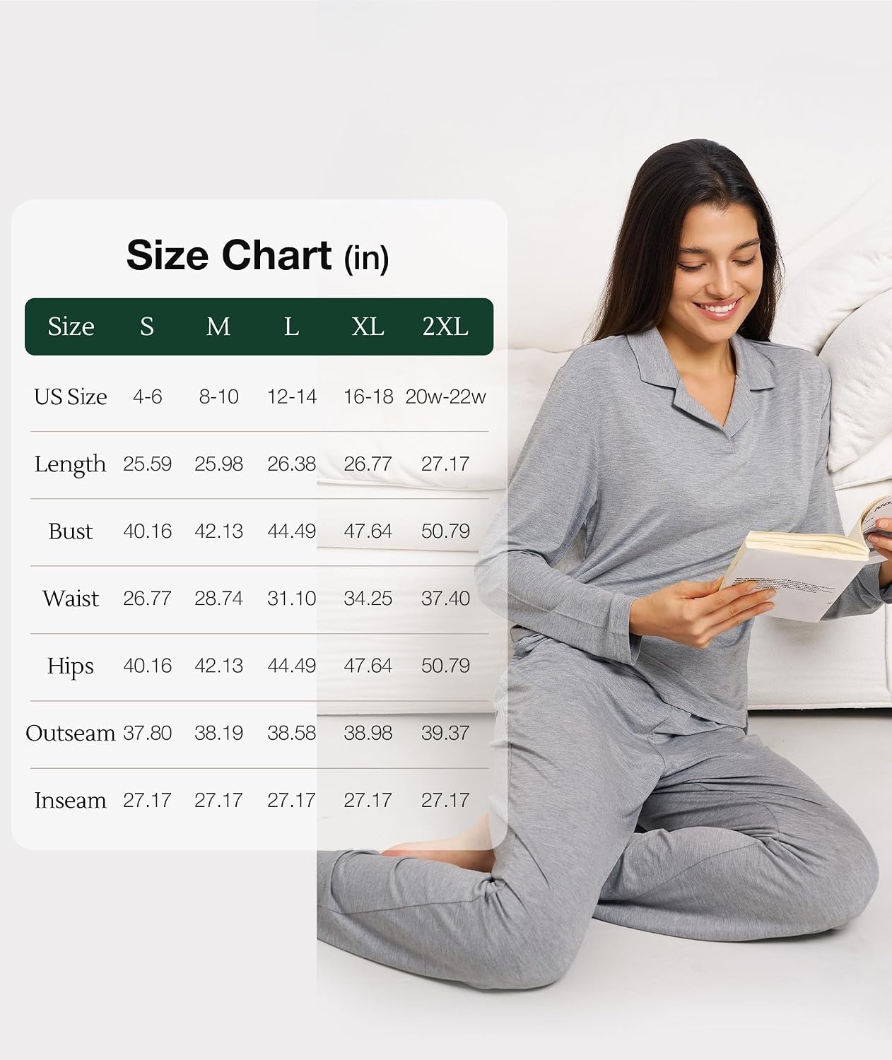image:imageGYS Bamboo Viscose Pajamas for Women Long Sleeve Sleepwear for Hot SleepersWine