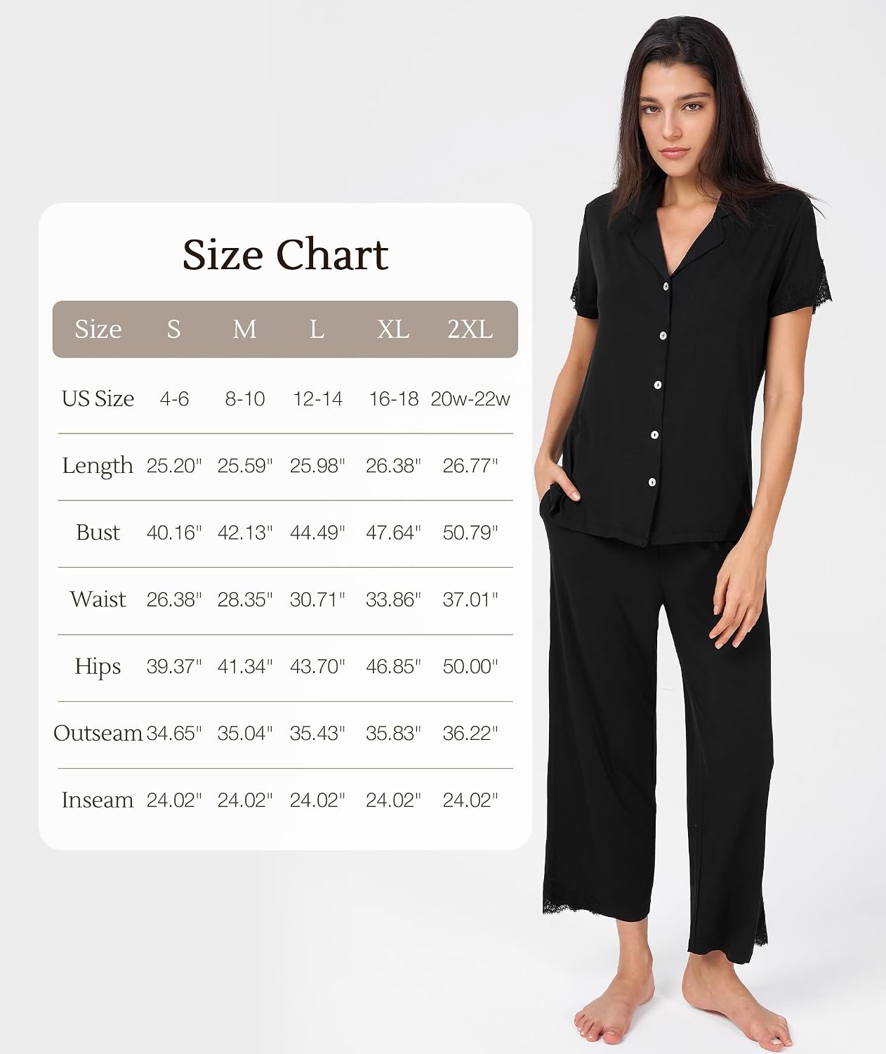 image:imageGYS Bamboo Viscose Pajamas for Women Set Short Sleeve Button Down SleepwearLight Heather Grey