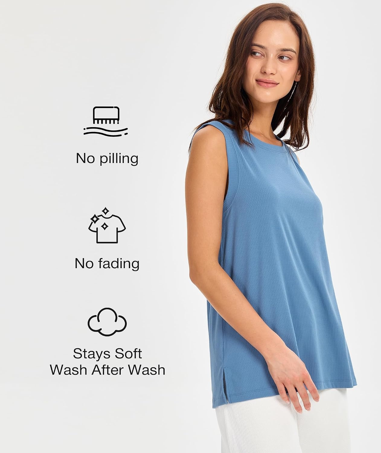 image:imageGYS Bamboo Viscose Tank Tops for Women Sleeveless Crewneck Pajama TopsGrayish Blue