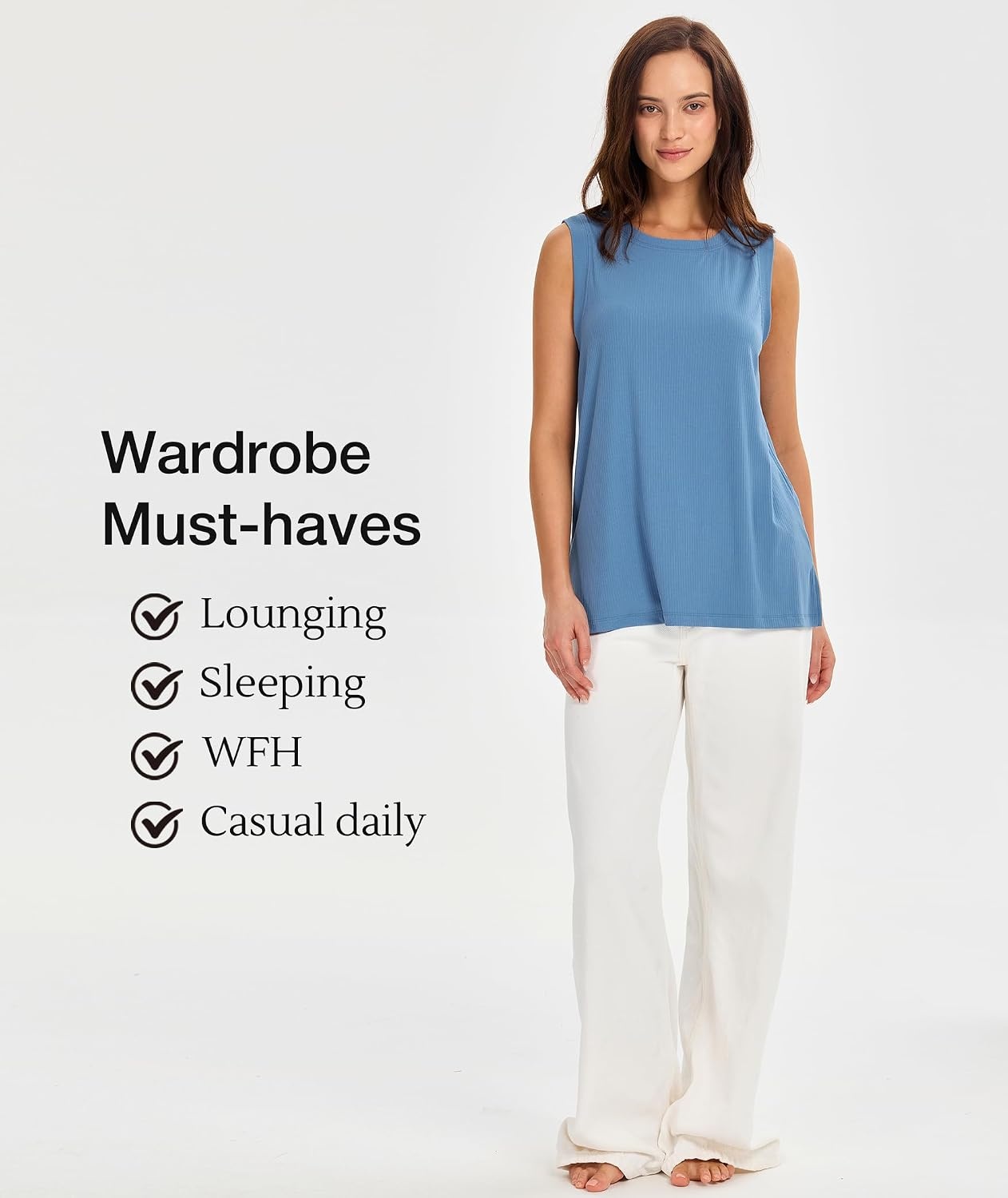 image:imageGYS Bamboo Viscose Tank Tops for Women Sleeveless Crewneck Pajama TopsGrayish Blue
