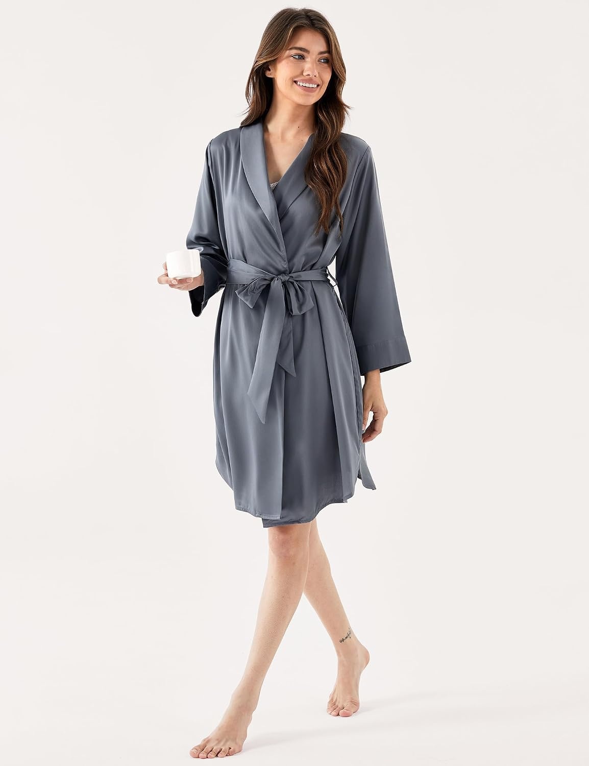 image:imageGYS Bamboo Viscose Womens Robe UltraSoft Lightweight Bathrobe SleepwearGrey