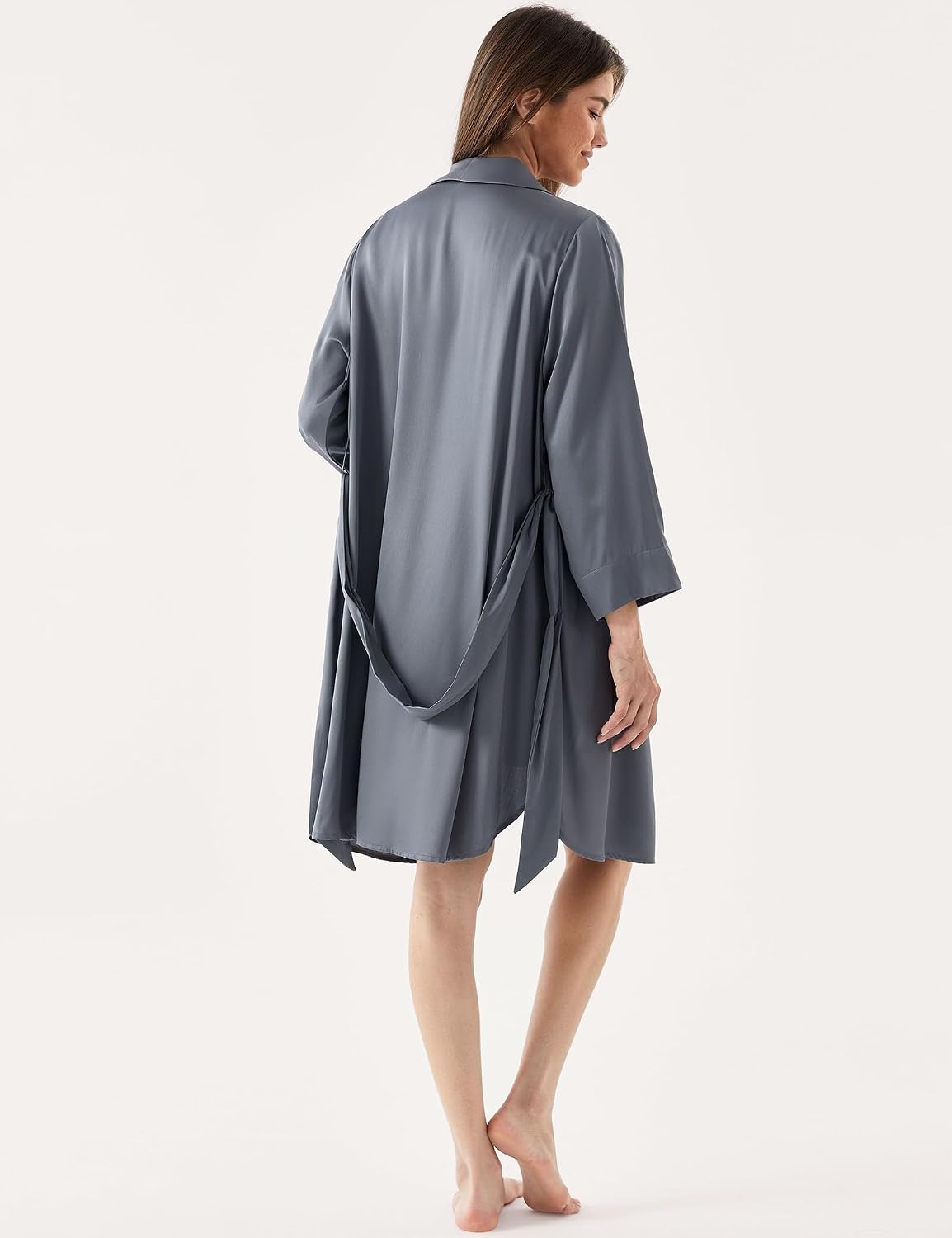 image:imageGYS Bamboo Viscose Womens Robe UltraSoft Lightweight Bathrobe SleepwearGrey