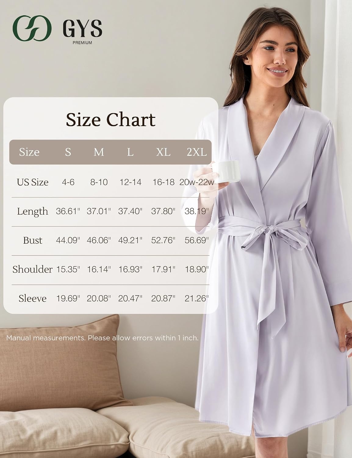 image:imageGYS Bamboo Viscose Womens Robe UltraSoft Lightweight Bathrobe SleepwearViolet Flutter