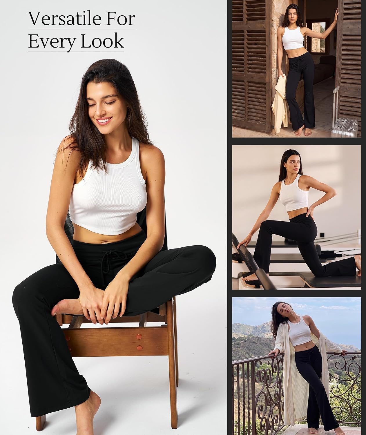 image:imageGYS Flare Leggings for Women Soft Stretchy Modal Workout Bootcut Yoga PantsBlack